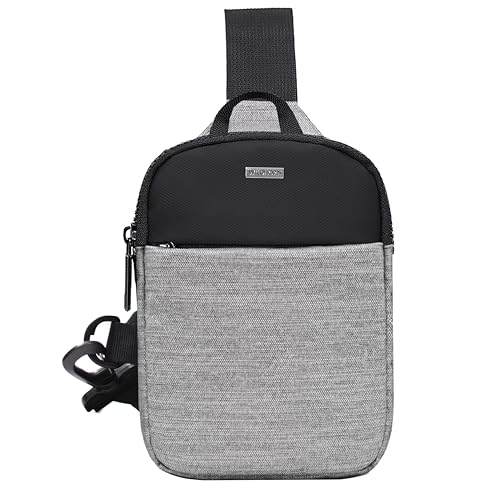 Image of WILDHORN Mini Sling Bag for Men & Women | Anti-Theft Crossbody Sling Bag | Small Chest Bag & Fanny Pack for Travel, Running, Hiking & Sports (Black & Grey Melange)