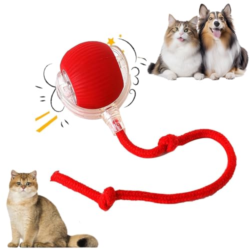 weiclianhp Pallina Gatto Automatica, Palla Elettrica Rotante 360° per Gatti e Cani, 3 Modalità di Gioco, Ricaricabile USB, Gioco Interattivo per Animali Domestici, Colore Rosso