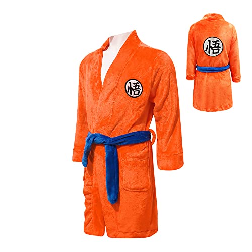 Albornoz para hombre, kimono anime, súper suave, vestido casual hasta la rodilla, color naranja
