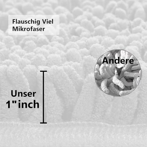 UHOUSEST Badematte rutschfest, Weicher Badezimmerteppich-Wasserabsorbierend Badematte, Maschinenwaschbar Badvorleger, für Badewanne und Toilette-Weiß 3 Stück – Bild 4