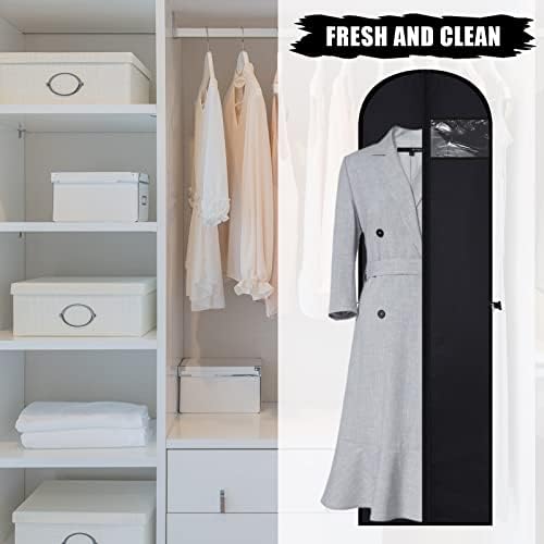 Opopark 2 Pack Long Dress Covers Garment Storage Bags, Eco-Friendly Dress Bags Covers Long Garment Bags PEVA Clothes Cover Bags with Zip, Waterproof Anti-mite Breathable for Storage and Travel (Black)