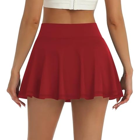 LouKeith Womens Tennis Skirt High Waisted Pleated Golf Skirts Mini Casual Workout Athletic Skorts with Pockets Red M Cover