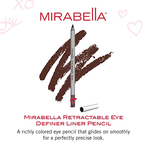 Mirabella Eyeliner Eye Definer Pencil - Twig, .57G/.02Oz Retractable Eye-Liner Pencil With Built-In Sharpener – Water-Resistant, Easy-Glide Formula For Precise, And Smooth For Eye Definition - Paraben-Free #TOP1