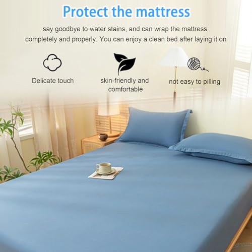 Drap housse en coton literie de lit élastique résistant chambre - 8