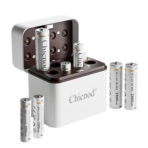 Rechargeable AA & AAA Batteries with USB-C Charger