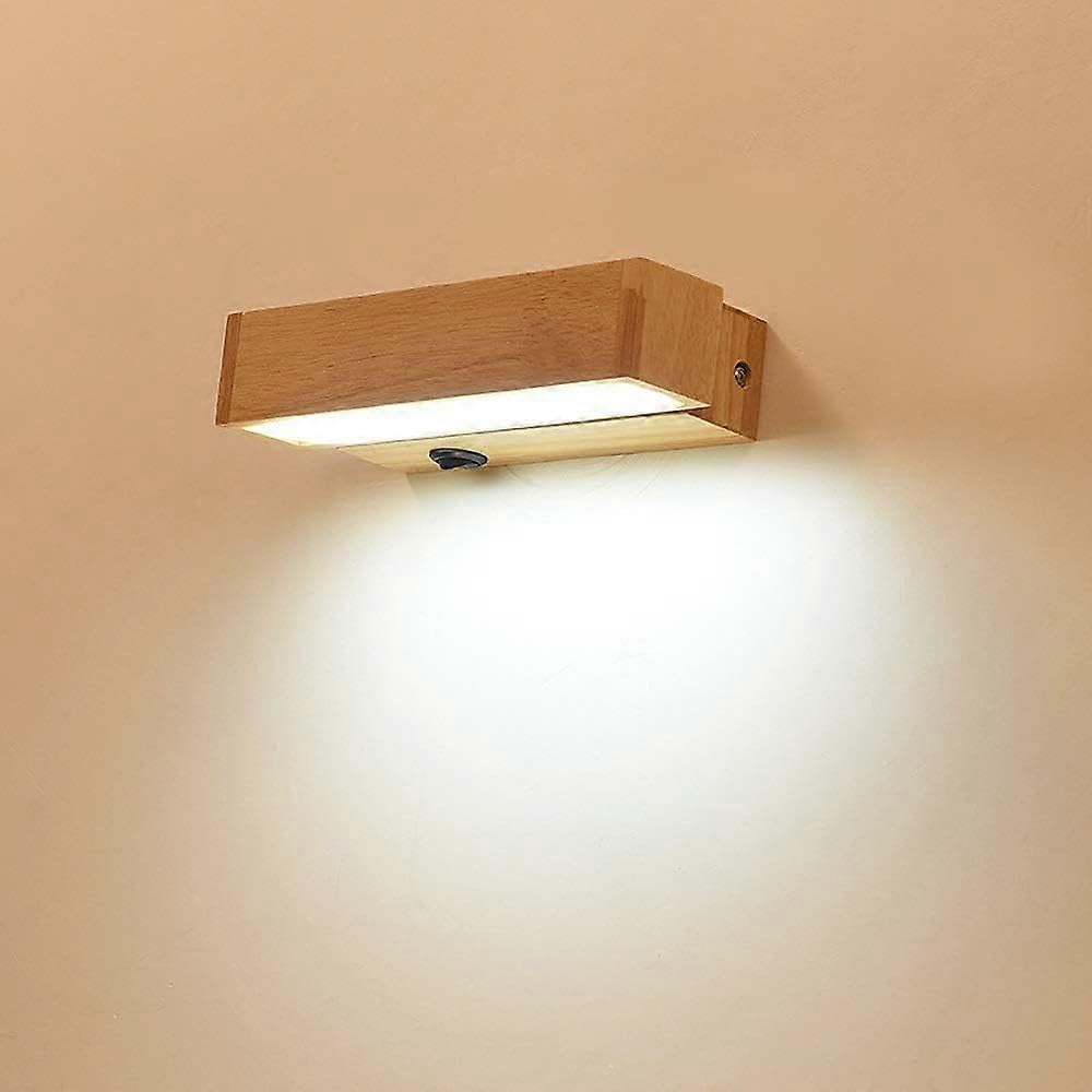 JOYHAPPST Wooden Wall Light Rotatable Japanese Wall Lamp Wood Rectangular Wall Sconce Decoration for Staircase Aisle Corridor Bedroom