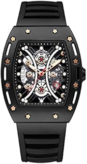 MF MINI FOCUS Watch for Men Wristwatch Hollow Big Dial Sport Watch Waterproof Analog Quartz with Silicone Strap Black Watch Dress