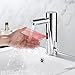 Infrarot Wasserhahn, Waschtischarmatur mit Sensor, Einhebelmischer Waschbecken Mischbatterie, Chrom Automatik Waschtischarmatur für Waschbecken&Badezimmer, mit Einstellbarem Temperaturbegrenzer