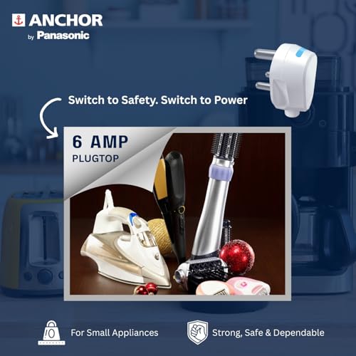 Image of Anchor by Panasonic Super Plug Top 16A, 3 Pin, ISI Certified, Sleek White Finish, Ideal for ACs, Geysers, Washing Machines - Pack of 4