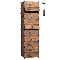 SONGMICS Interlocking Shoe Rack, Rectangular Storage Organiser, 10 Slot Modular DIY Storage Shelf Unit, 40 x 30 x 17 cm for Each Slot, Plastic Wardrobe with Doors