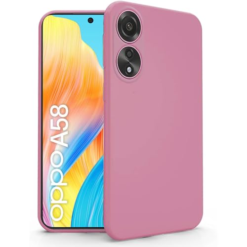 N NEWTOP Cover Compatibile per OPPO A58 4G, Custodia TPU SOFT Gel Silicone Ultra Sottile Flessibile Case Posteriore Protezione Fotocamera Anti Urto Guscio Scocca Colorato Thin (Rosa)