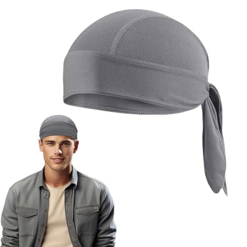 Kopftuch Herren Sonnenschutz Kopf Dunkelgrau Kopfbedeckung Herren Sommer Sport Kopftuch Fahrradhaube Kopf Fahrradmütze Unter Helm Men Kopfbedeckung für Fitness Outdoorsport Laufen Cycling