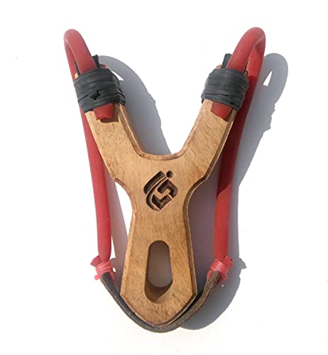 Image of Slingshot Catapult, Hard Wood, Natural Wood Color, with Red Rubber, Pocket Shooter Series - Classic Shooter Pro,for Kid