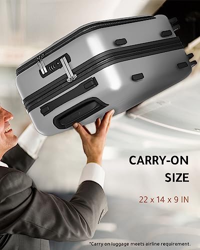 Luggex Silver Carry On Luggage 22X14X9 Airline Approved, Hard Shell Luggage With Usb Port, Travel Suitcase With Wheels And Pocket Compartment #TOP3