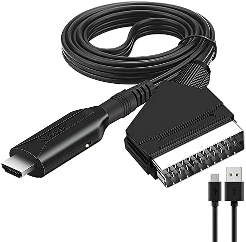 NAVESO SCART to HDMI Cable, SCART to HDMI Lead, Switch Video Audio Converter, SCART to 1080p/720p HDMI Audio Video Adapter for Hdtv Monitor Projector Xbox Sky Blu-Ray DVD Player