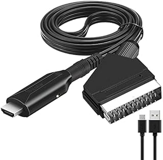 NAVESO SCART to HDMI Cable, SCART to HDMI Lead, Switch Video Audio Converter, SCART to 1080p/720p HDMI Audio Video Adapter for Hdtv Monitor Projector Xbox Sky Blu-Ray DVD Player