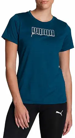 Puma T-Shirts for Women - Short-Sleeve Crewneck T-Shirt (Blue, S)