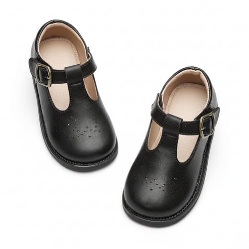 Image of GINFIVE Toddler Girls Dress Shoes Little Kids Flats School Mary Janes Shoes
