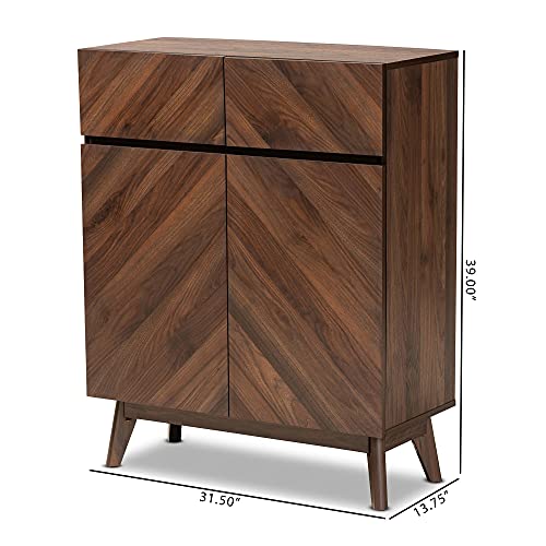 Baxton Studio Hartman Shoe Cabinets, One Size, Walnut Brown #TOP2