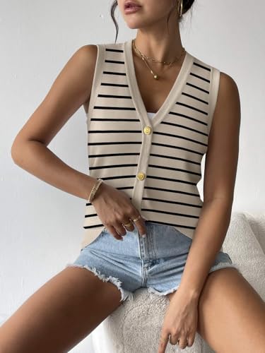 Zeagoo Womens Sweater Vest V Neck Button Down Shirts Trendy Knit Sleeveless Cardigan Top Shirt S-XXL3