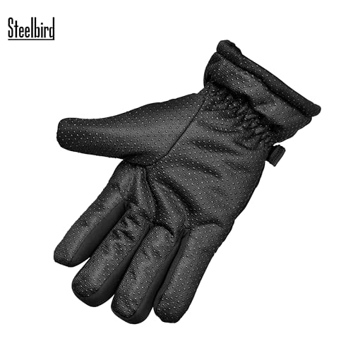 Image of Steelbird Full Finger Winter Gloves with Fur Inside - Warm, Windproof, Waterproof, Scratch Proof, Unisex Design for Men and Women, Ideal for Cold Weather