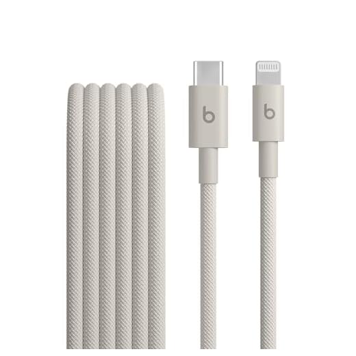 Beats USB-C vers Lightning Câble tissé, charge rapide, durable/anti-nœuds, chargeur compatible pour les appareils Apple à port Lightning (1,5 m) - Gris éclair