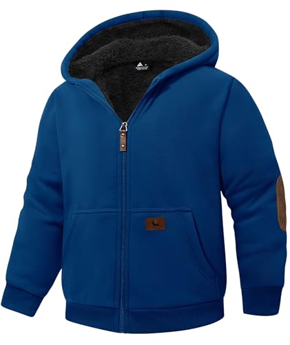 Image of SWISSWELL Unisex Boys Girls Fleece Hoodie Sherpa Lined Jacket Zip Up Hooded Sweatshirt Winter Outerwear for Kids