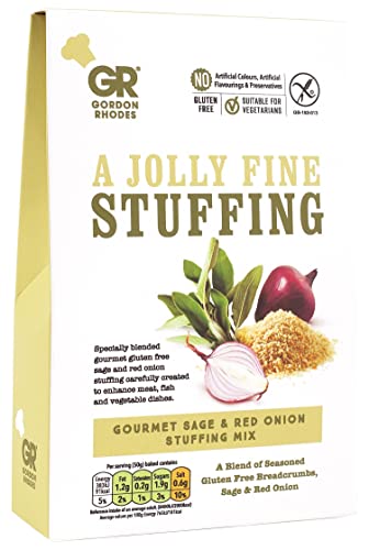 Image of Gordon Rhodes' Gourmet Sage and Red Onion Stuffing Mix is Gluten Free and Easy to Prepare to Enhance Meat, Fish and Vegetable Dishes. Vegan Approved(1 x 125gm)
