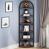 Unknown1 Industrial 6 Tier Corner Shelfrustic Tall Bookshelffreestanding Display Book Shelf Rustic Vintage Metal Particle Board Finish Wood Includes Hardware