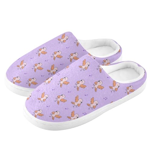 Cute Bird Purple Mens Womens Slippers Cozy Memory Foam Slippers Slip On Warm House Shoes for Indoor Outdoor Size 16/17 23013524