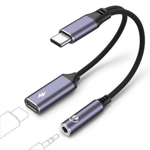 2-IN-1 �^�C�vc �C���z���W���b�N�ϊ��� 60W PD�}���[�d Type-C �C���z�� 3.5mm �I�[�f�B�I�A�_�v�^ ���y/�ʘb ���ʒ��߉\ �ґg�i�C���� USB C�W���b�N�t����iPad/iPad Pro/Android�X�}�z�ȂǂɓK�p