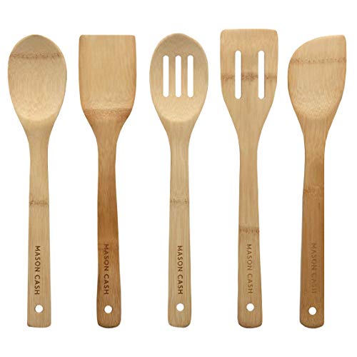 Mason Cash 2007.510 5 Piece Kitchen Utensil Sets Eco friendly Bamboo Cooking Gadgets Non Stick utensils includes 3 Spatulas, and 2 Wooden Spoons