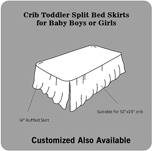 Miniatura 6 de Falda de cuna con volantes y esquinas divididas, 100% algodón, ropa de cama estándar para cuna, para bebés, niños o niñas, caída de 14 pulgadas,