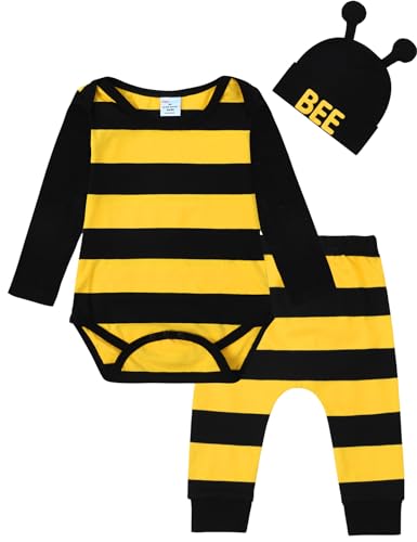 MOMBEBE COSLAND Disfraz de Abeja para Bebé, Disfraces Halloween Niño, Negro y Amarillo, Neonatal
