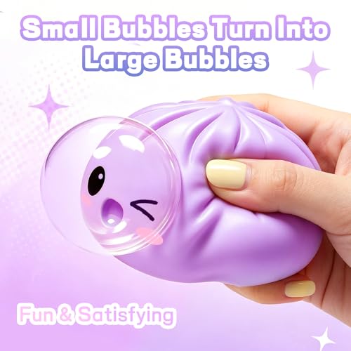 Mystery Glitter Dumpling Squishy Pack with Steamer Box – Soft Bao Bun Stress Ball, Sensory Fidget Squeeze Toy for Stress & Anxiety Relief, Stretchy Desk Toy Gift for Kids, Teens & Adults - Image 2
