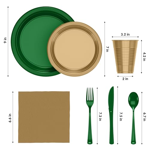Image of Exquisite 350 Pcs St. Patricks Plastic Plates For Party St. Patricks Disposable Plates Set, 50 Of Each 9 inch Dinner Plate Set, 7 inch Dessert Plate, Cups, Napkins & Cutlery Plastic Dinnerware