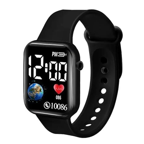 Realbuff Boys & Girls Digital Smartwatch Date And Time Display Only Watch For Kids, Black