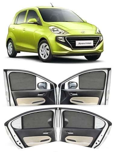 Image of Autofact Car Sunshades for Hyundai New Santro (2019 to 2025), UV Protection, Useful Car Accessories, Custom fit Sun Shades for Side Windows, Set of 4