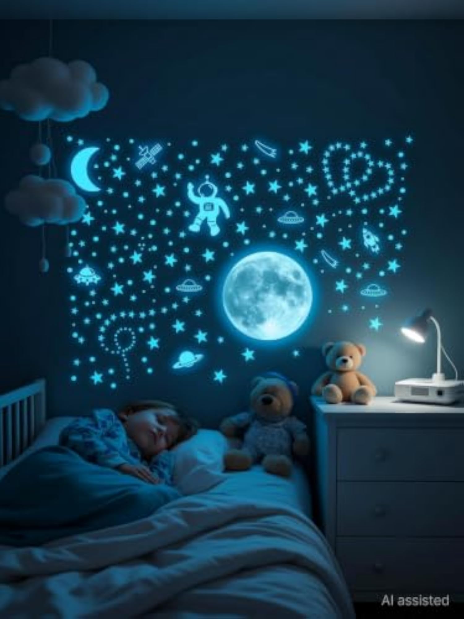 Glow in The Dark Star & Moon Wall Stickers, Celestial Decor