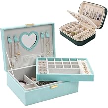 Dajasan 2 Layers Jewelry Box for Women + Velvet Travel Jewelry Box
