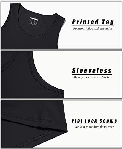 Magcomsen Gym Tank Tops Men Sun Shirt Quick Dry Summer Bodybuilding Workout Sleeveless Shirt Black Large #TOP3