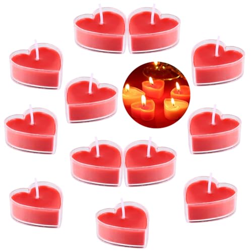 Romántico de Velas,18PCS Velas de Corazón, Románticas en Forma de Corazón, Corazon Rojas,Vela de Te Roja,para Bodas,Compromisos,Día de San Valentín-4CM