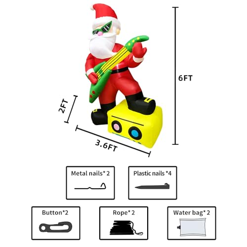 Aufblasbarer Weihnachtsmann mit Gitarre – Bild 6