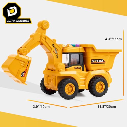 Image of 11 inch Dump Truck Toy, 1: 18 Scale, Inertia-Powered Dump Truck, with Realistic Lights, Rumbling Action, Anti-Slip Tires, Sturdy Plastic - Indoor & Outdoor Sandbox Vehicle for Kids Ages 3+ - Easter Gifts