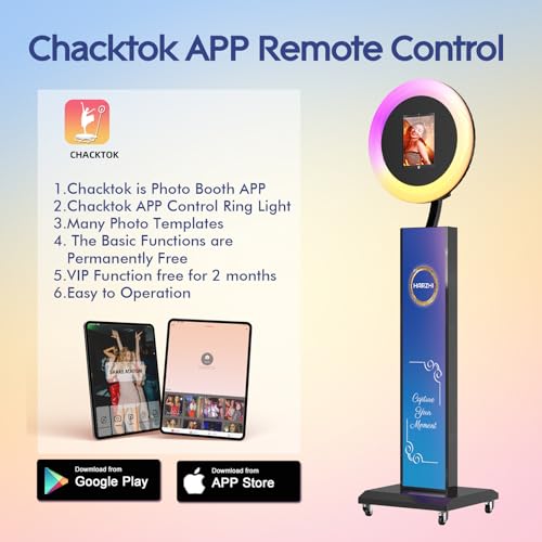 Image of HARZHI Portable Photo Booth Compatible with iPad, Photo Booth Stand Shell, Perfect for Weddings and Parties, Free ChackTok Membership, Free Custom Logo, with Flight Case (Black, Photobooth-Pro)