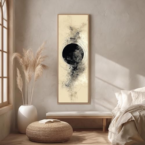 Dessin haut et étroit minimaliste XINBAO, toile à cercles noirs de 35x105cm