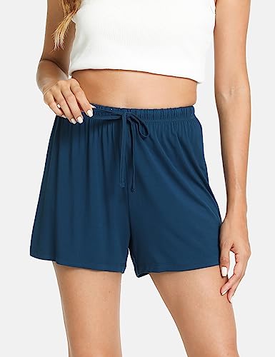 Image of GYS Women's Bamboo Viscose Cooling High Waisted Pajama Shorts | Moisture wicking, Breathable, Tagless, Soft stretch, Elastic waist with drawstring, for hot flashes & summer sleep