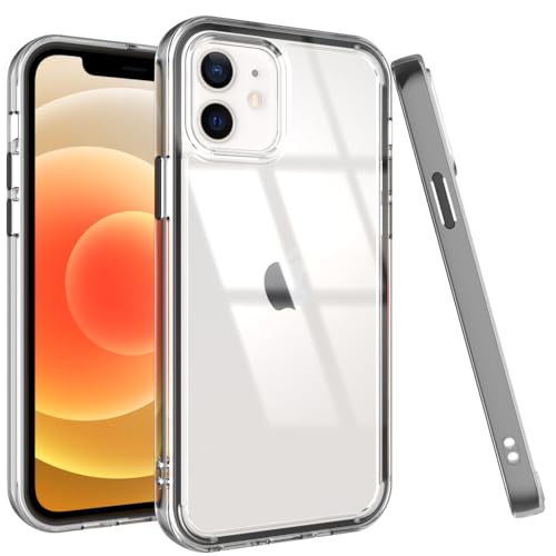 Puxicu Acrylic 2 in 1 for iPhone 11 Case，Anti-Yellowing, Military-Grade Protection, Drop Shockproof Slim Phone Cover for iPhone 11 6.1", Clear+Black