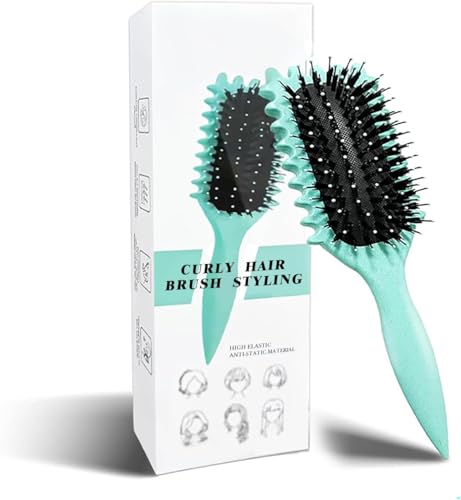 Jiffix Curly Hair Brush – Curl Defining & Detangling Brush for Women & Men – Boar Bristle Styling Brush for Shaping, Combing & Enhancing Natural Curls