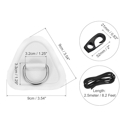 Patch D-Ring PVC blanc avec sandow élastique pour kayak et paddle